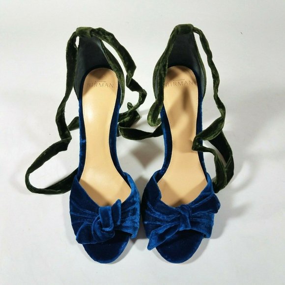 green velvet sandals